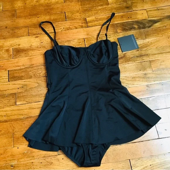 Norma Kamali Women’s Standard Underwire Swim Dress Mini Black Size S - Picture 5 of 16